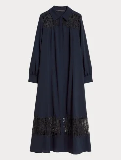 Abito chemisier in crêpe con ricamo