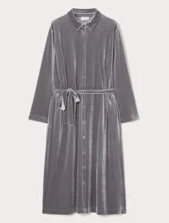 Abito chemisier in jersey di velluto