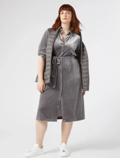 Abito chemisier in jersey di velluto