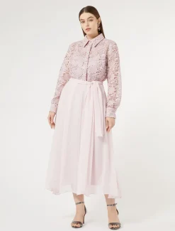 Abito chemisier in pizzo e seta