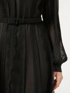 Abito in georgette di seta e pizzo