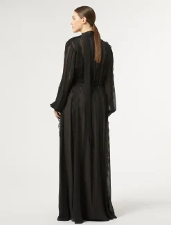 Abito in georgette di seta e pizzo