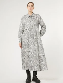 Abito in lungo in popeline stampato