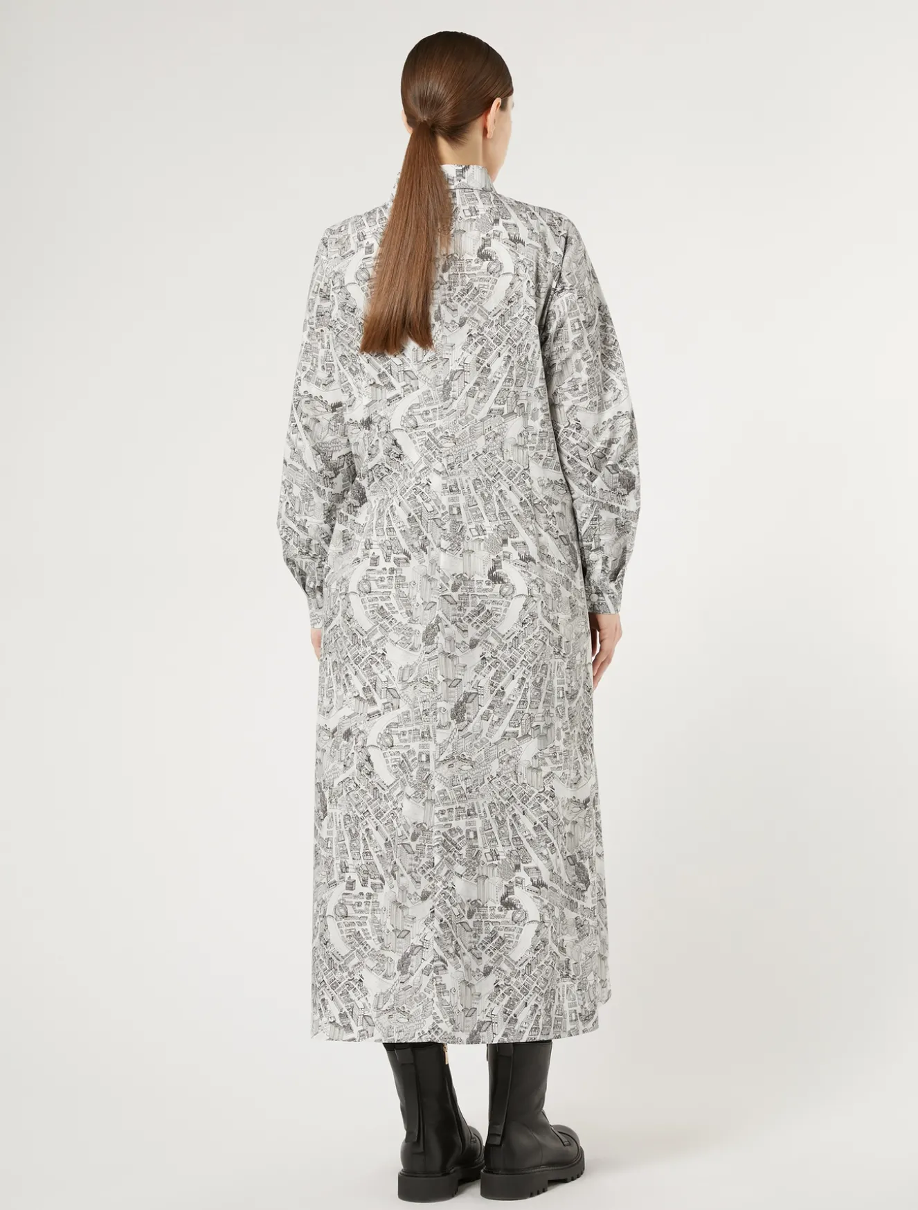 Abito in lungo in popeline stampato