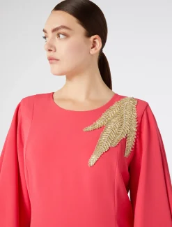 Abito lungo in cady con ricami