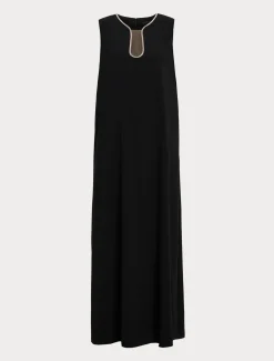 Abito lungo in cady con strass