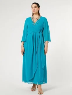 Abito lungo in crêpe de Chine