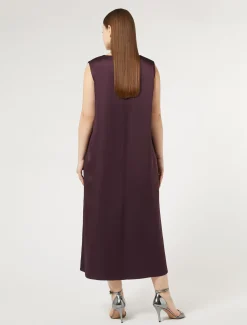 Abito lungo in crêpe envers satin