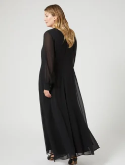 Abito lungo in crêpe georgette