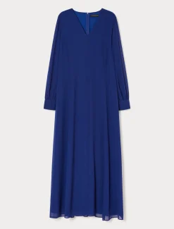 Abito lungo in crêpe georgette