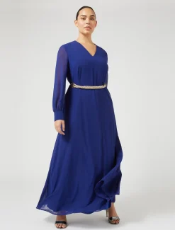 Abito lungo in crêpe georgette