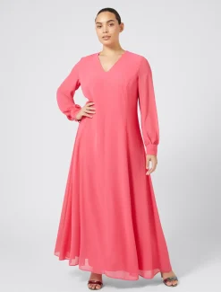 Abito lungo in crêpe georgette