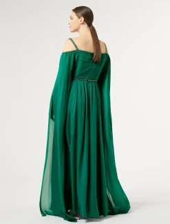 Abito lungo in georgette di seta