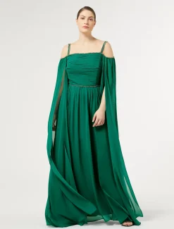 Abito lungo in georgette di seta