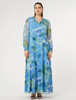 Abito lungo in georgette di seta