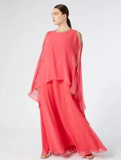 Abito lungo in georgette di seta