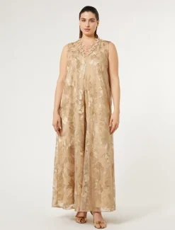 Abito lungo in tulle ricamato