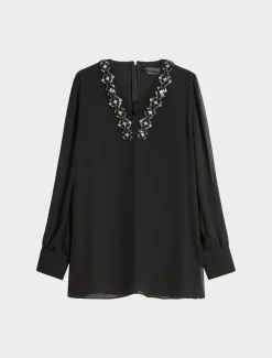 Blusa in crêpe georgette