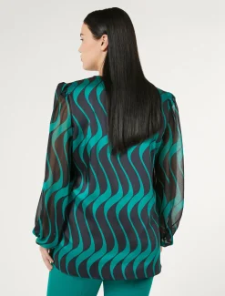 Blusa in twill e georgette