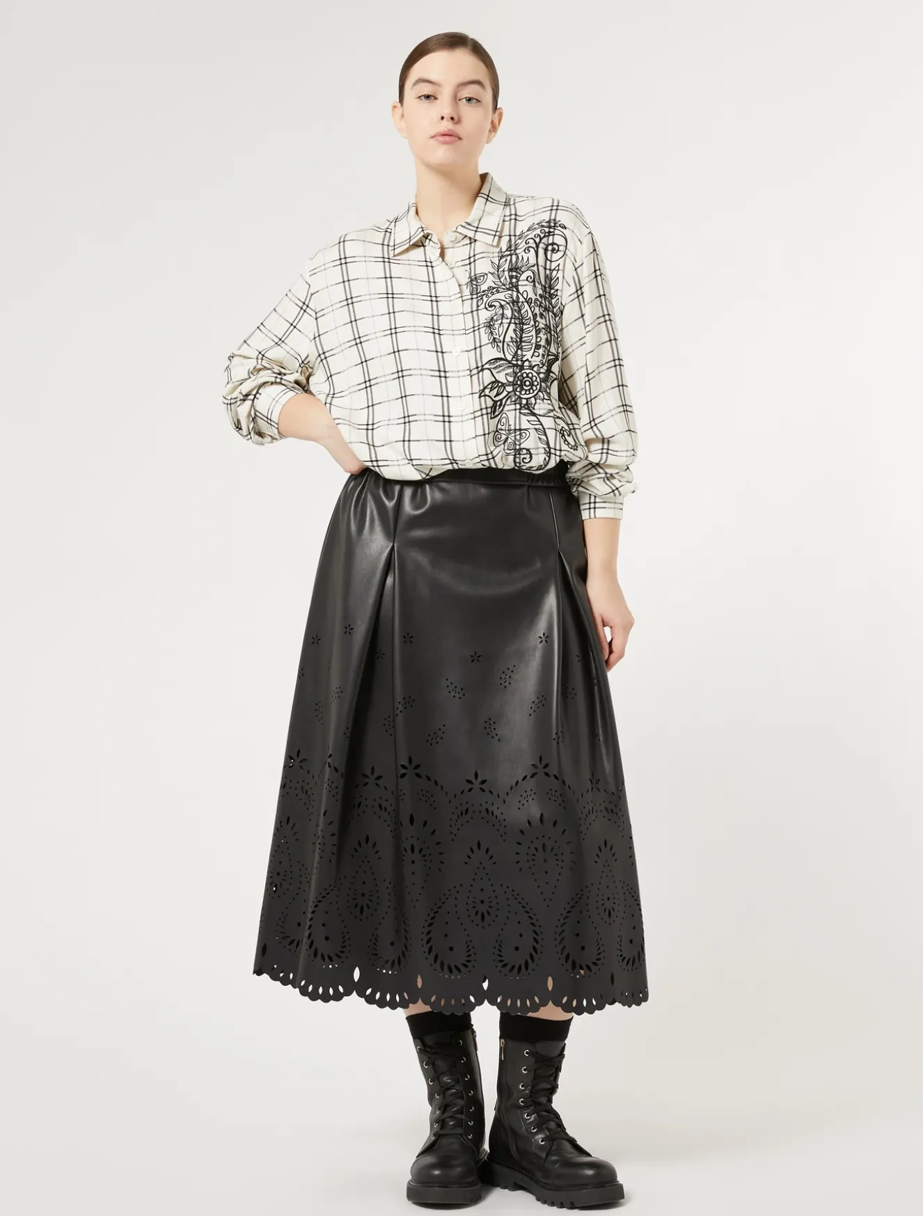 Camicia check con ricamo