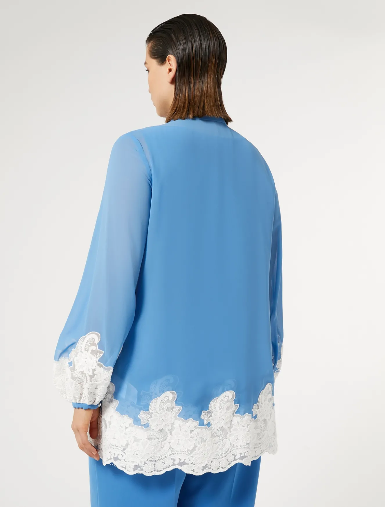 Camicia in georgette e pizzo con top