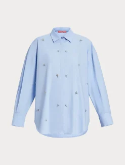 Camicia in popeline con ricamo