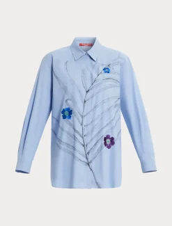 Camicia in popeline con ricamo