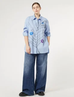 Camicia in popeline con ricamo