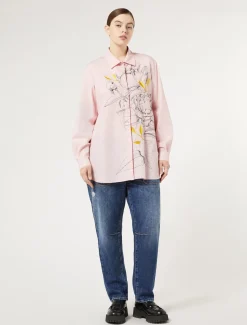 Camicia in popeline con ricamo