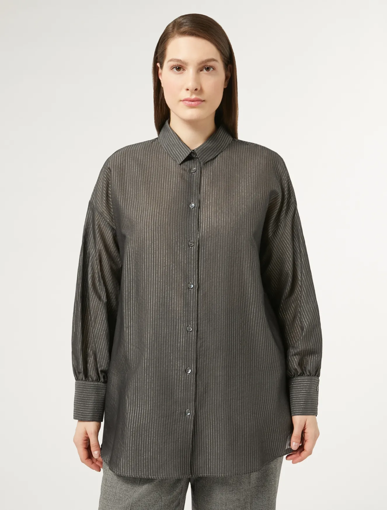 Camicia in tela di cotone e seta