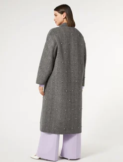 Cappotto in double di lana con ricami