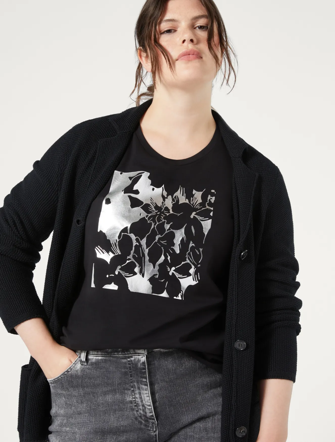 Cardigan in filato di maglia e lana