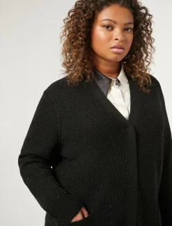 Cardigan in misto lana con strass