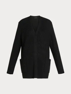 Cardigan in misto lana con strass