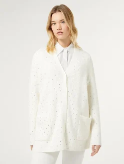 Cardigan in misto lana con strass