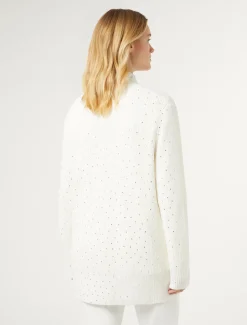 Cardigan in misto lana con strass