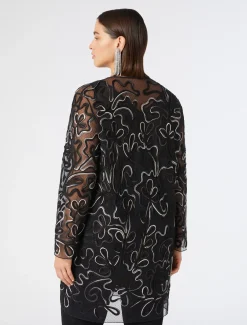 Casacca aperta in tulle plumetis