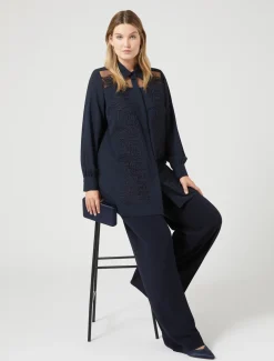 Casacca in crêpe con ricamo