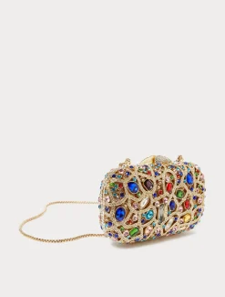 Clutch con strass e cabochon