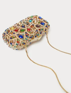 Clutch con strass e cabochon