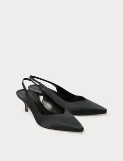 Décolleté sling back in raso