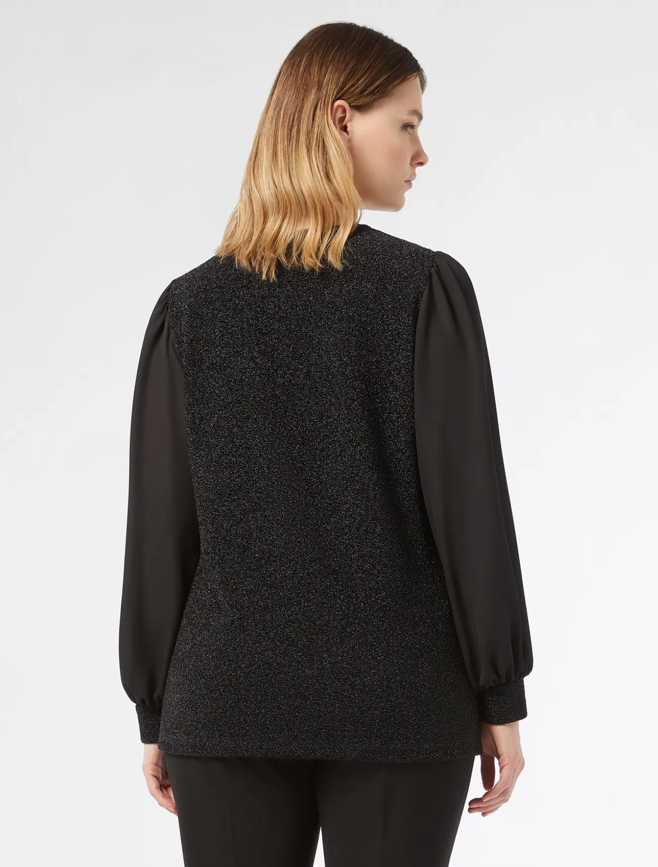 Felpa in jersey lamé e georgette