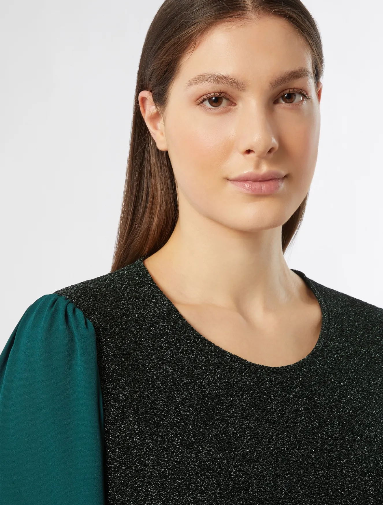 Felpa in jersey lamé e georgette