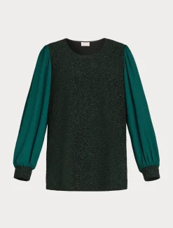 Felpa in jersey lamé e georgette