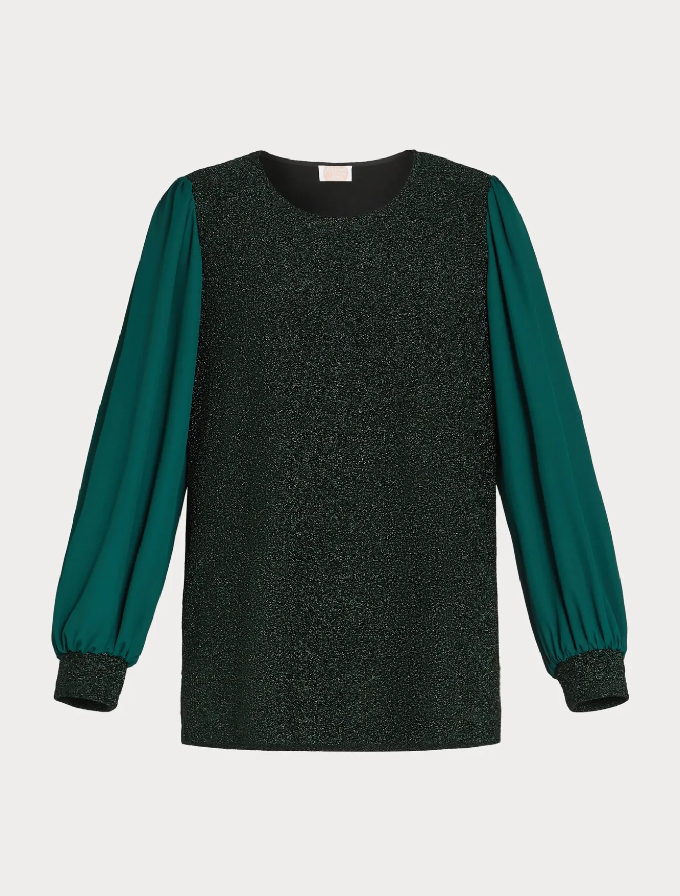 Felpa in jersey lamé e georgette