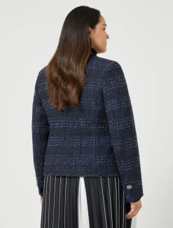 Giacca blazer in tinto filo a fantasia