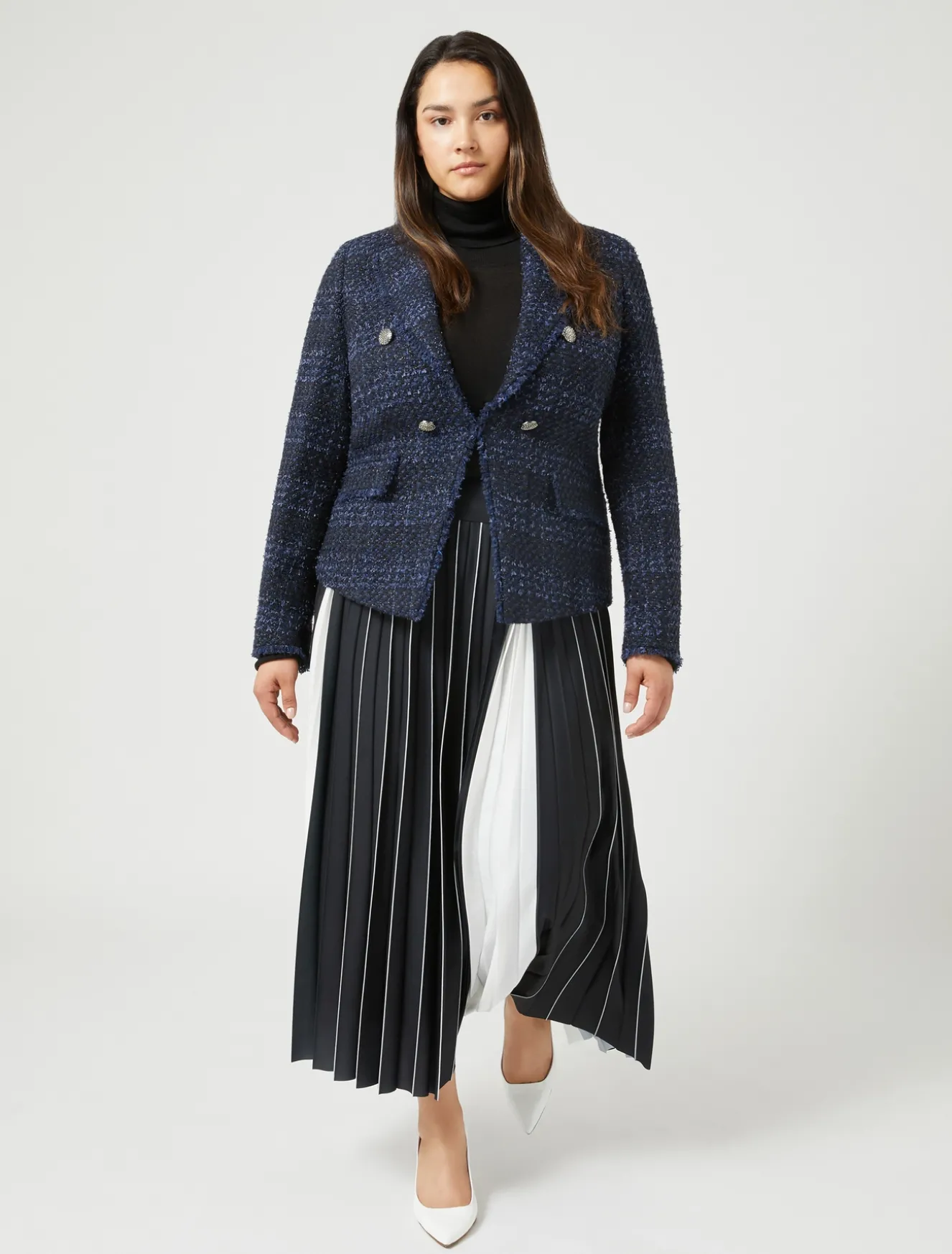 Giacca blazer in tinto filo a fantasia