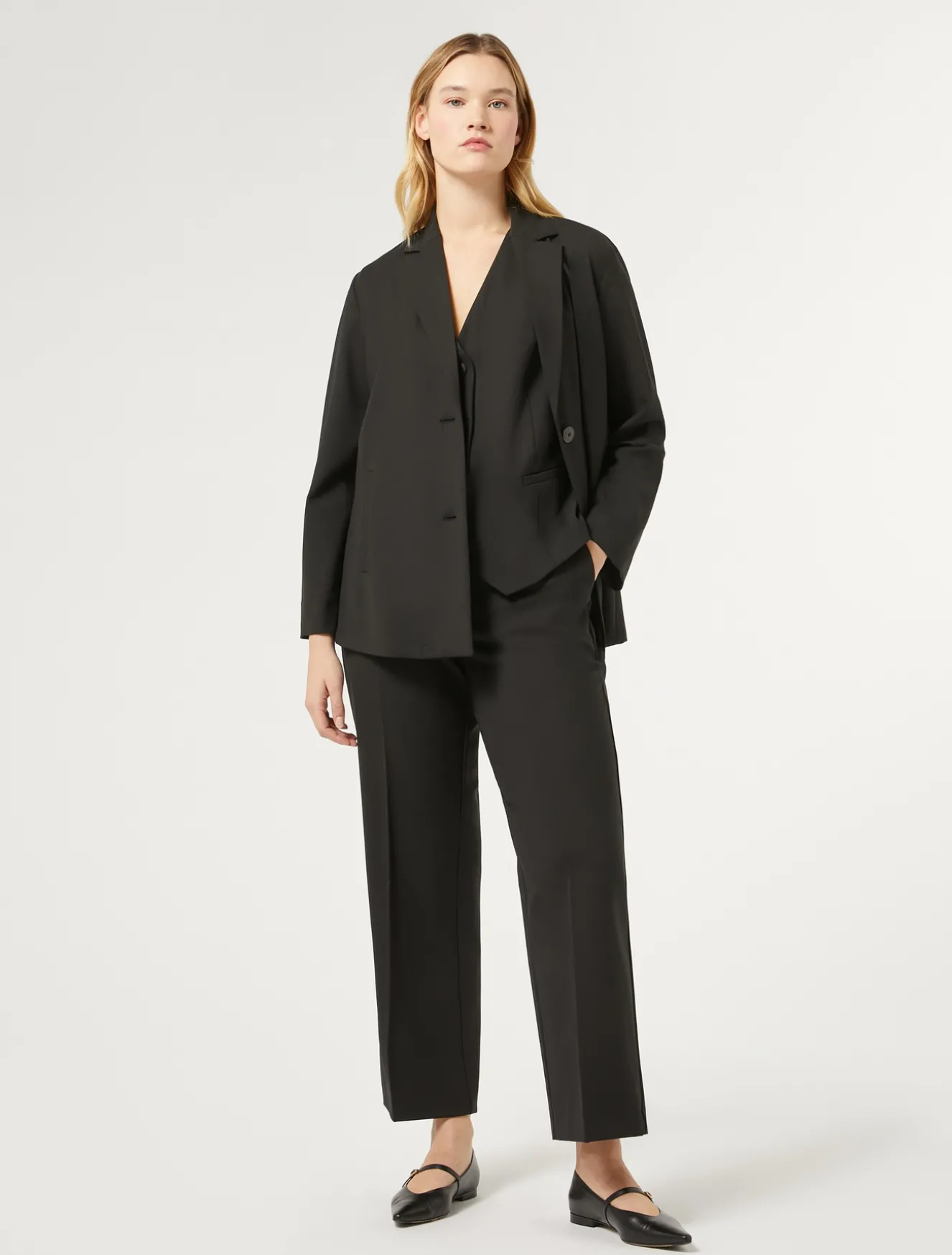 Giacca casacca in gabardina di lana