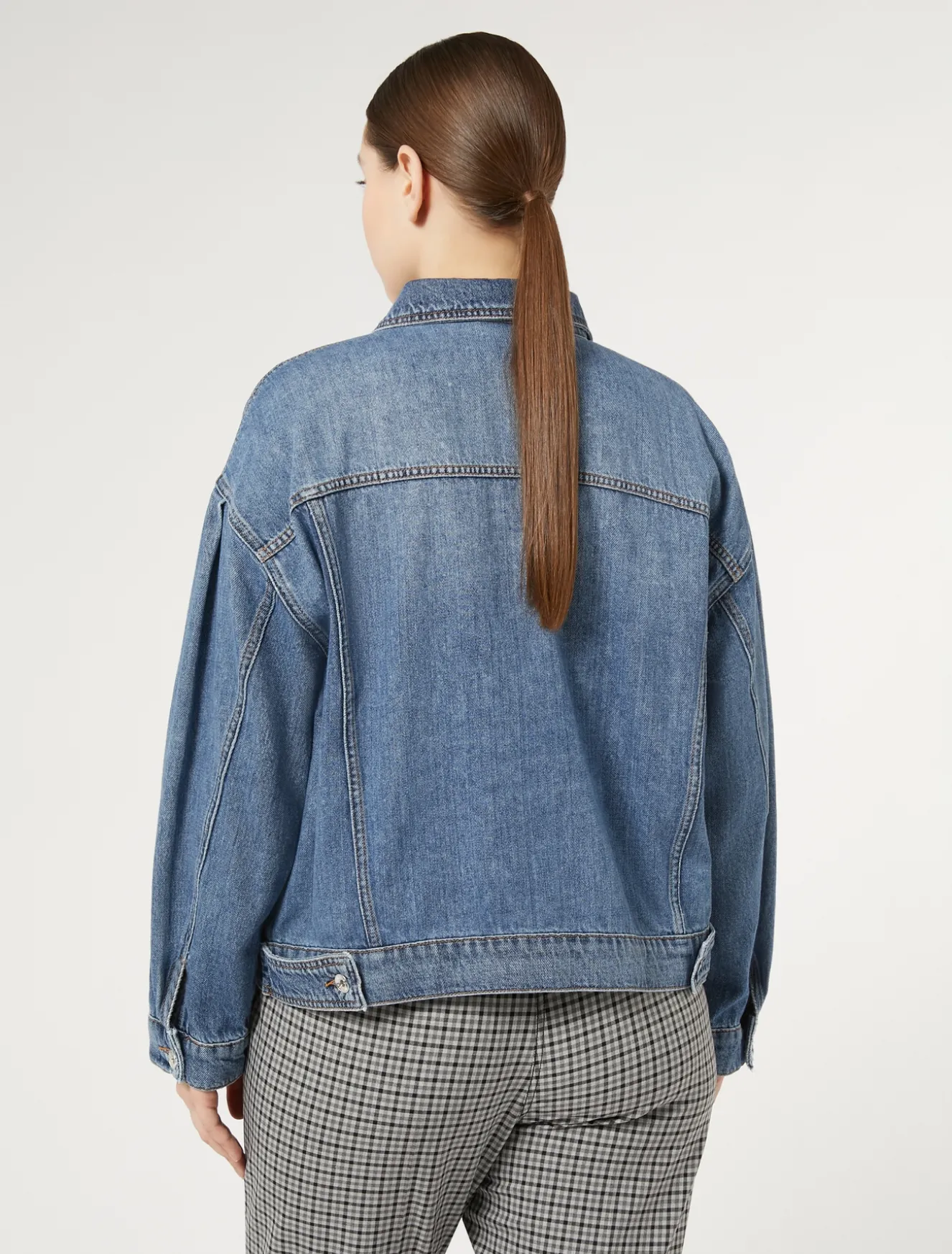 Giacca cropped in denim
