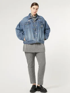 Giacca cropped in denim